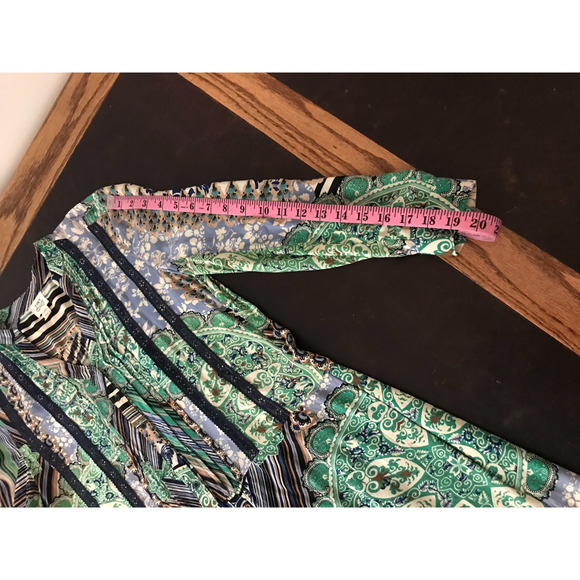 Anthropologie TINY Caviana Shirt Green Drop Waist Dress Mixed Print - Size PXS - Picture 6 of 11